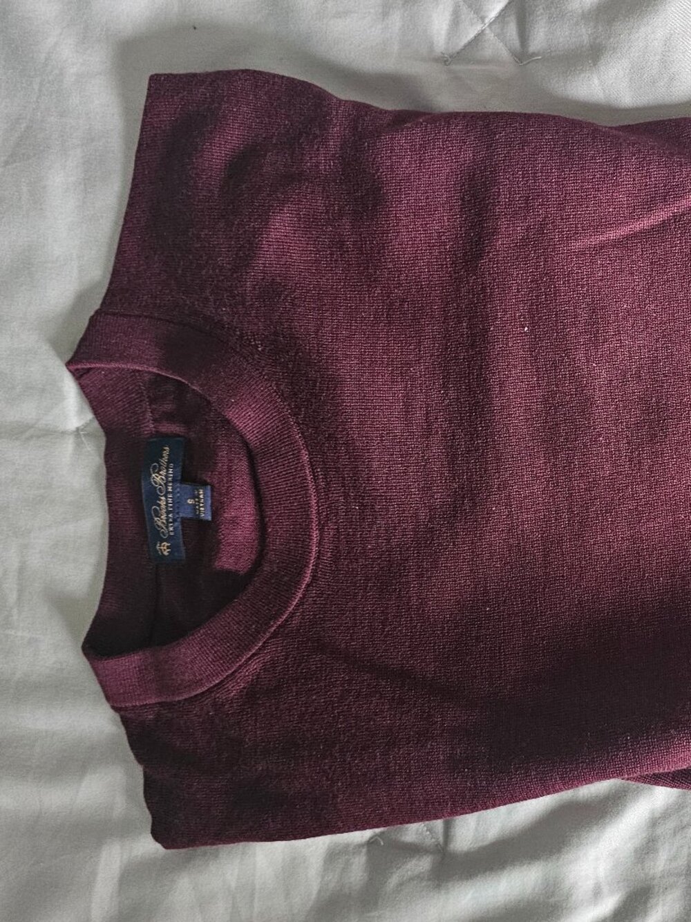 Brooks Brothers Extra Fine Merino Wool Crewneck Sweater Burgundy Wine Size Small
